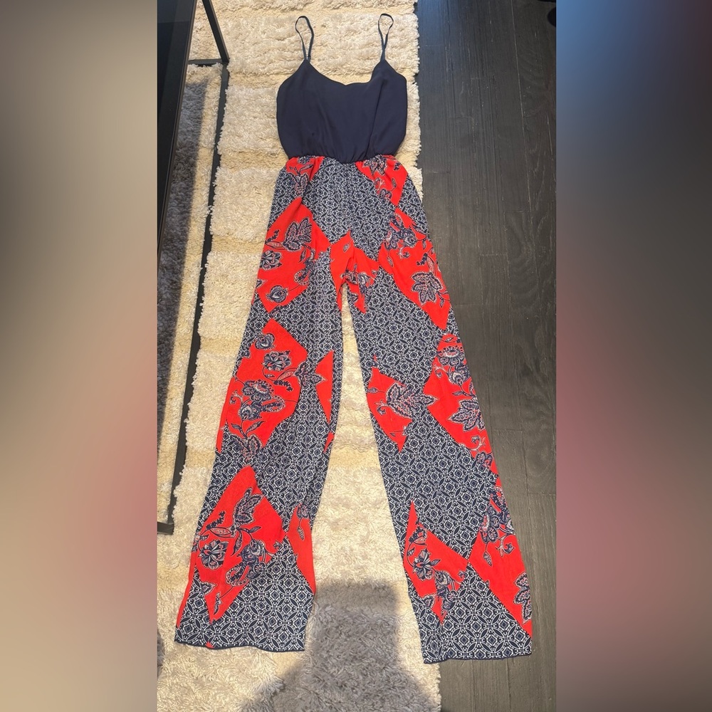 Stylish Red and Blue Women's Jumpsuit